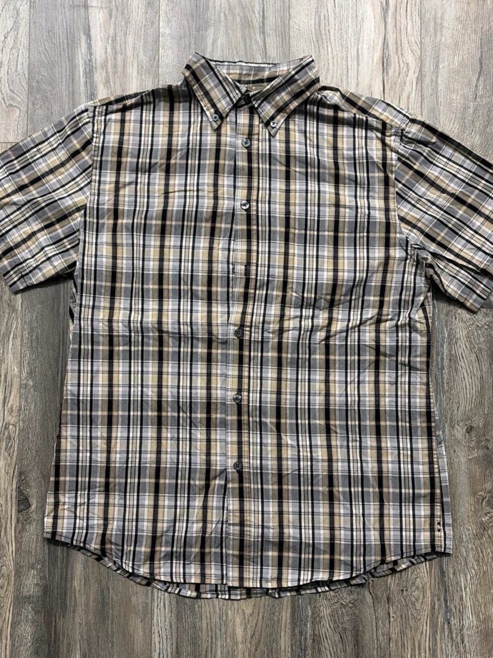 Vintage Merona Plaid Short Sleeve Button Down Shirt Medium